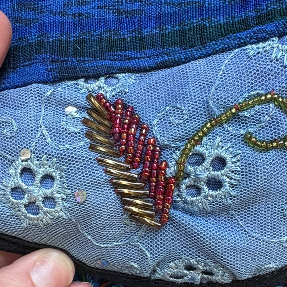 Handmade BoHo Blue Floral Shoulder Bag - Picture 11 of 13